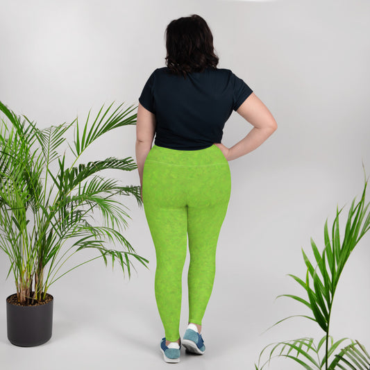 Green Fur Print Plus Size Leggings