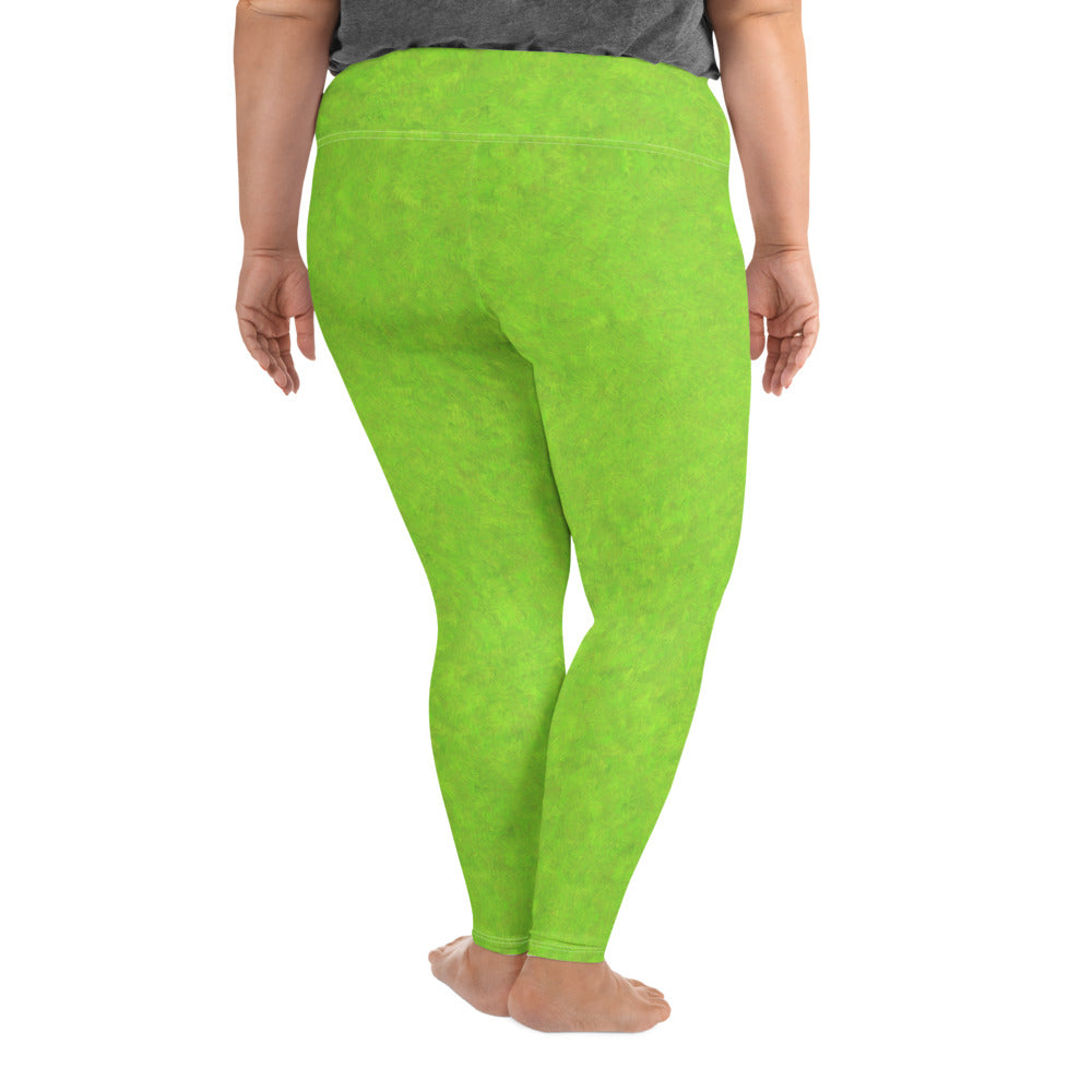 Green Fur Print Plus Size Leggings