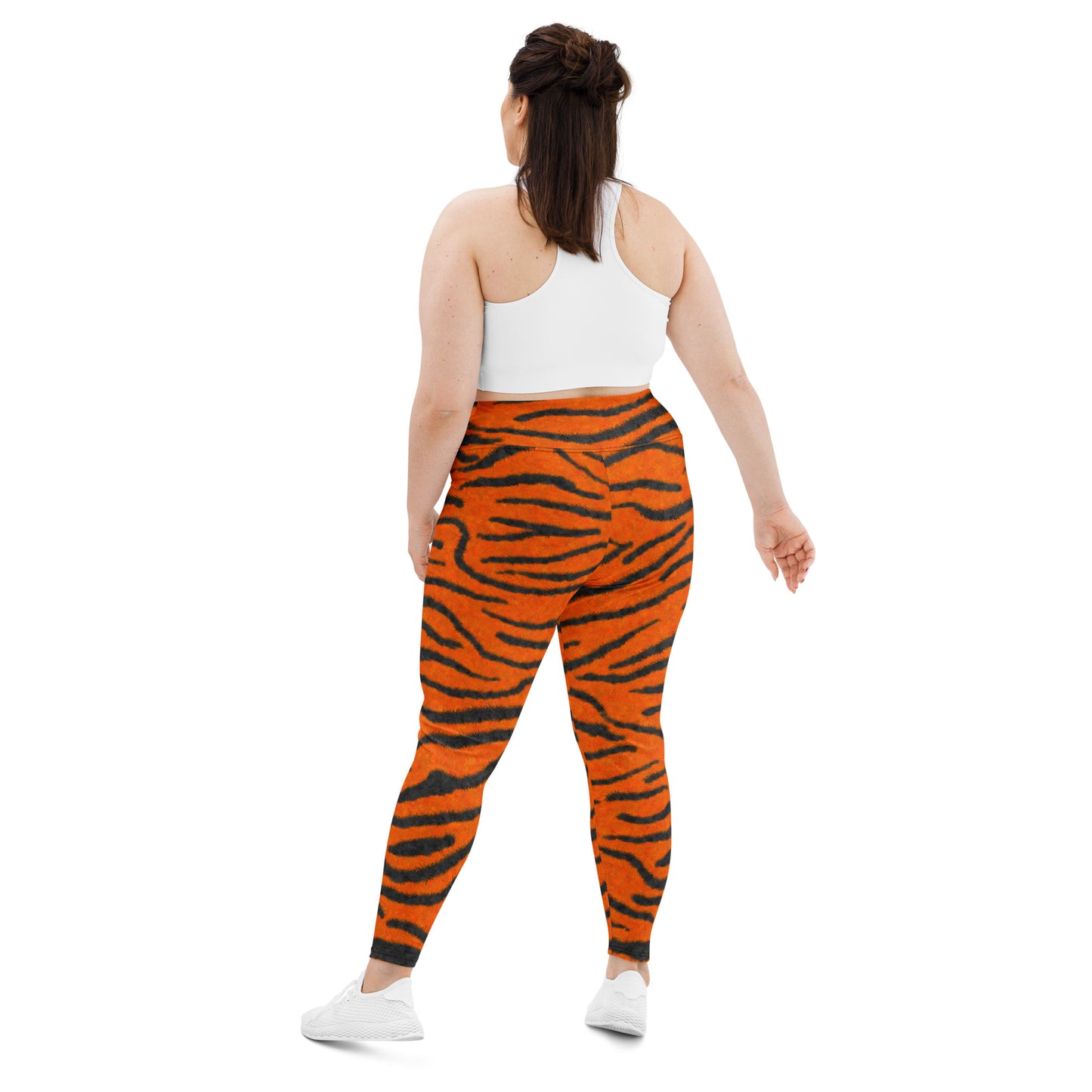 Fuzzy Tiger Stripe Print Plus Size Leggings