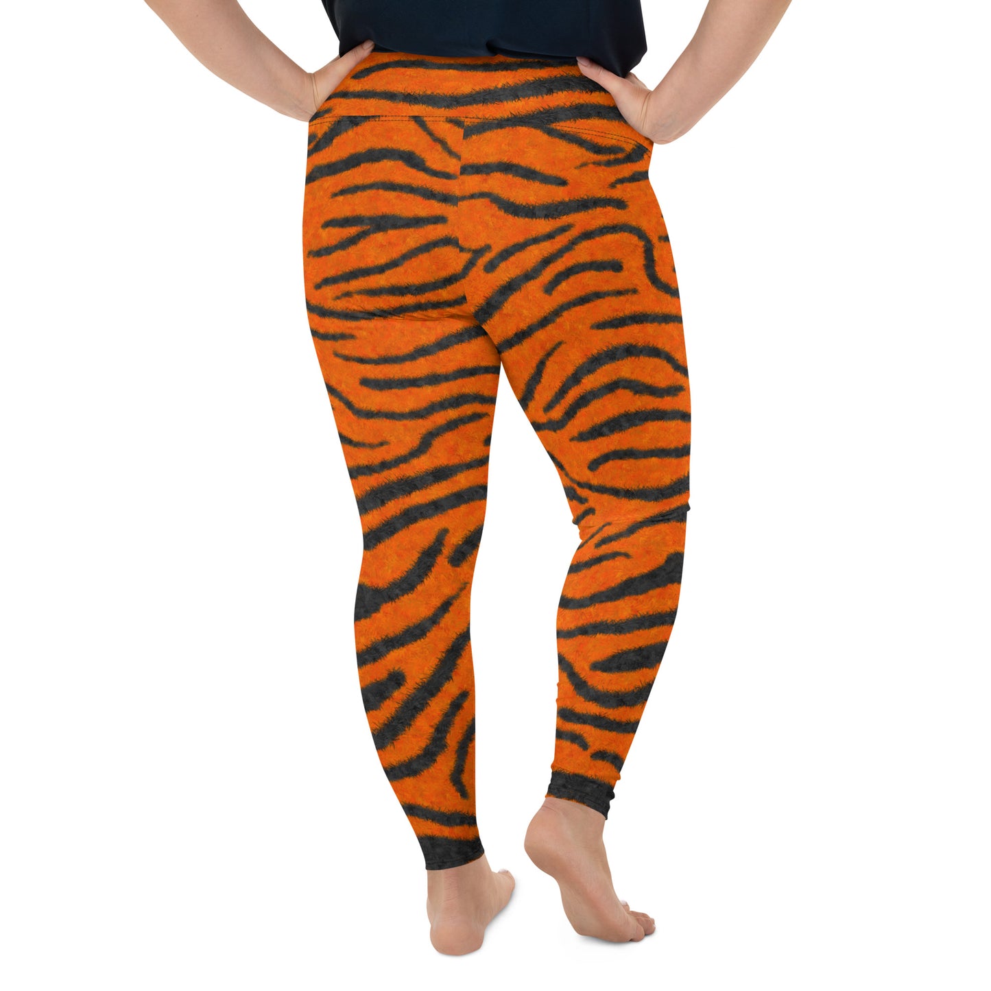 Fuzzy Tiger Stripe Print Plus Size Leggings