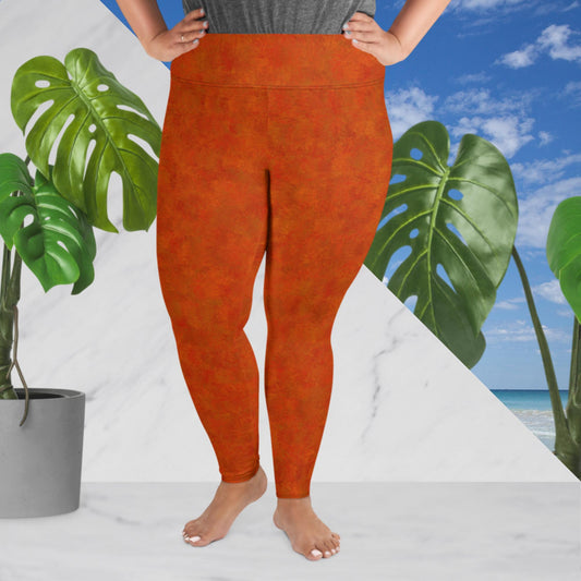 Orange Cat Fur Print Plus Size Leggings