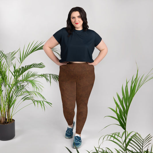 Brown Fur Print Plus Size Leggings