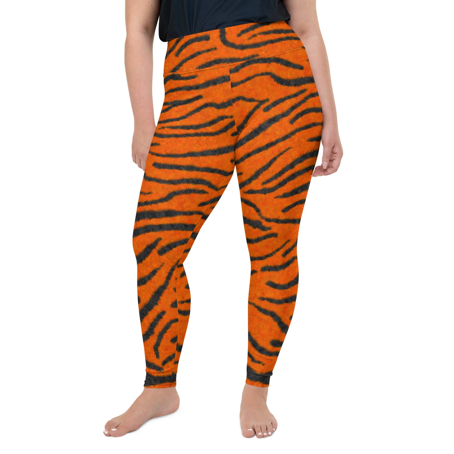 Fuzzy Tiger Stripe Print Plus Size Leggings