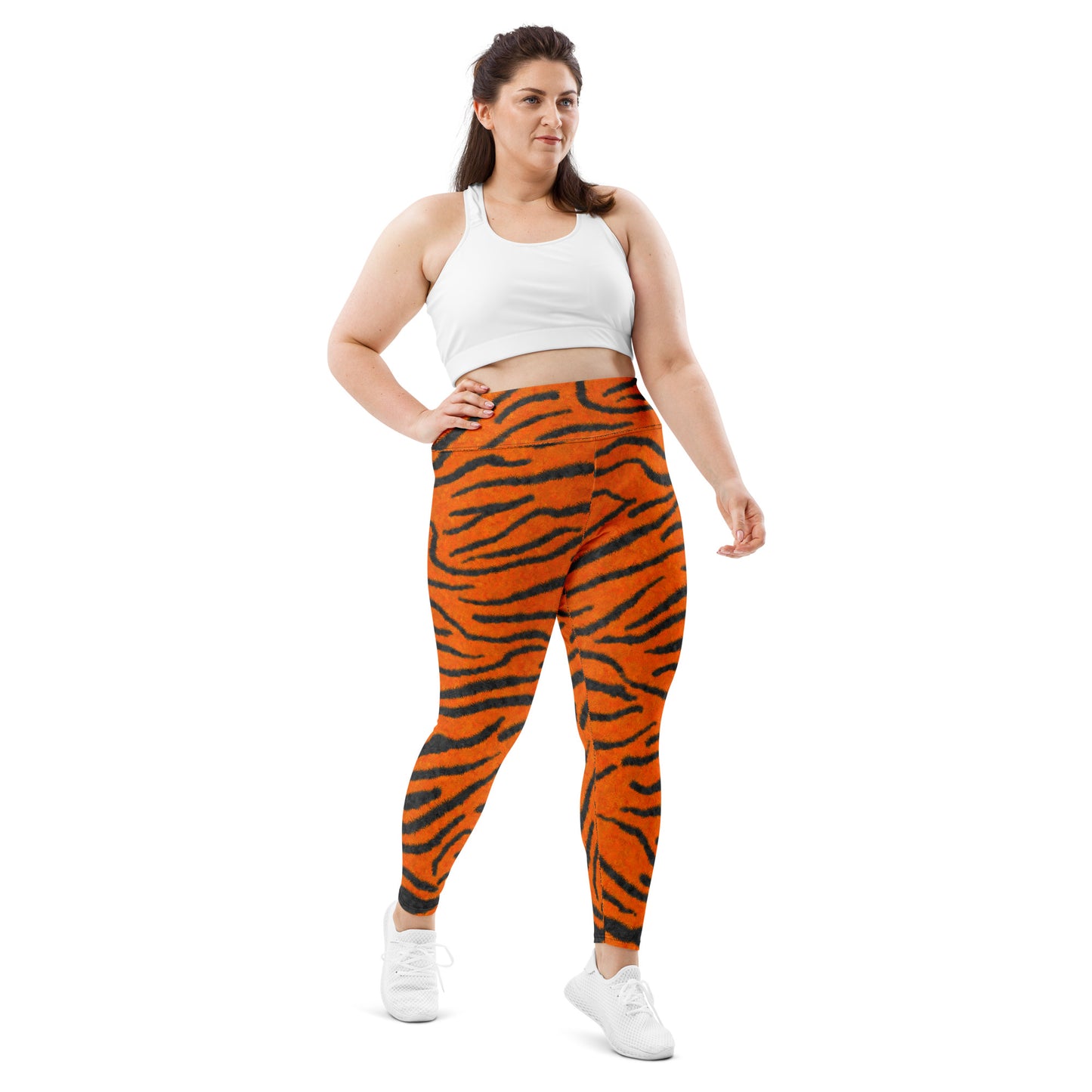 Fuzzy Tiger Stripe Print Plus Size Leggings