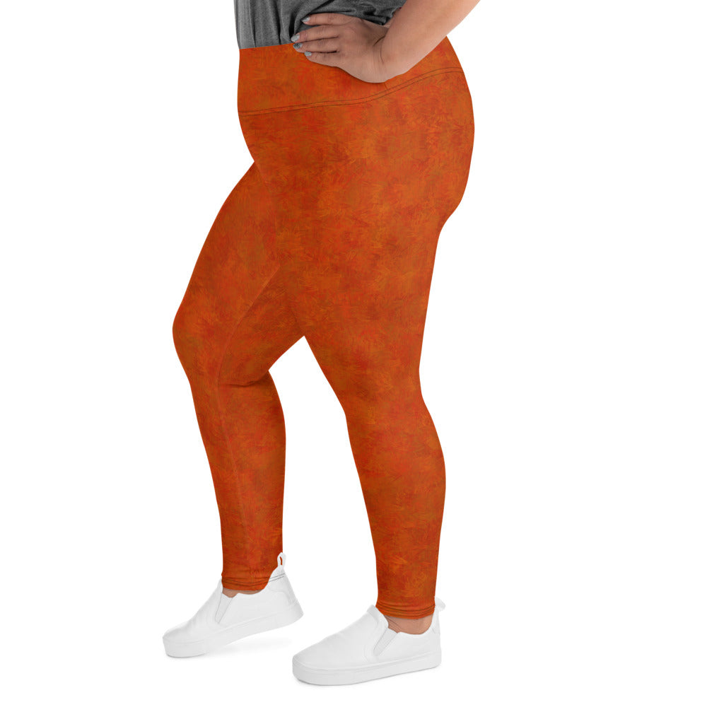 Orange Cat Fur Print Plus Size Leggings