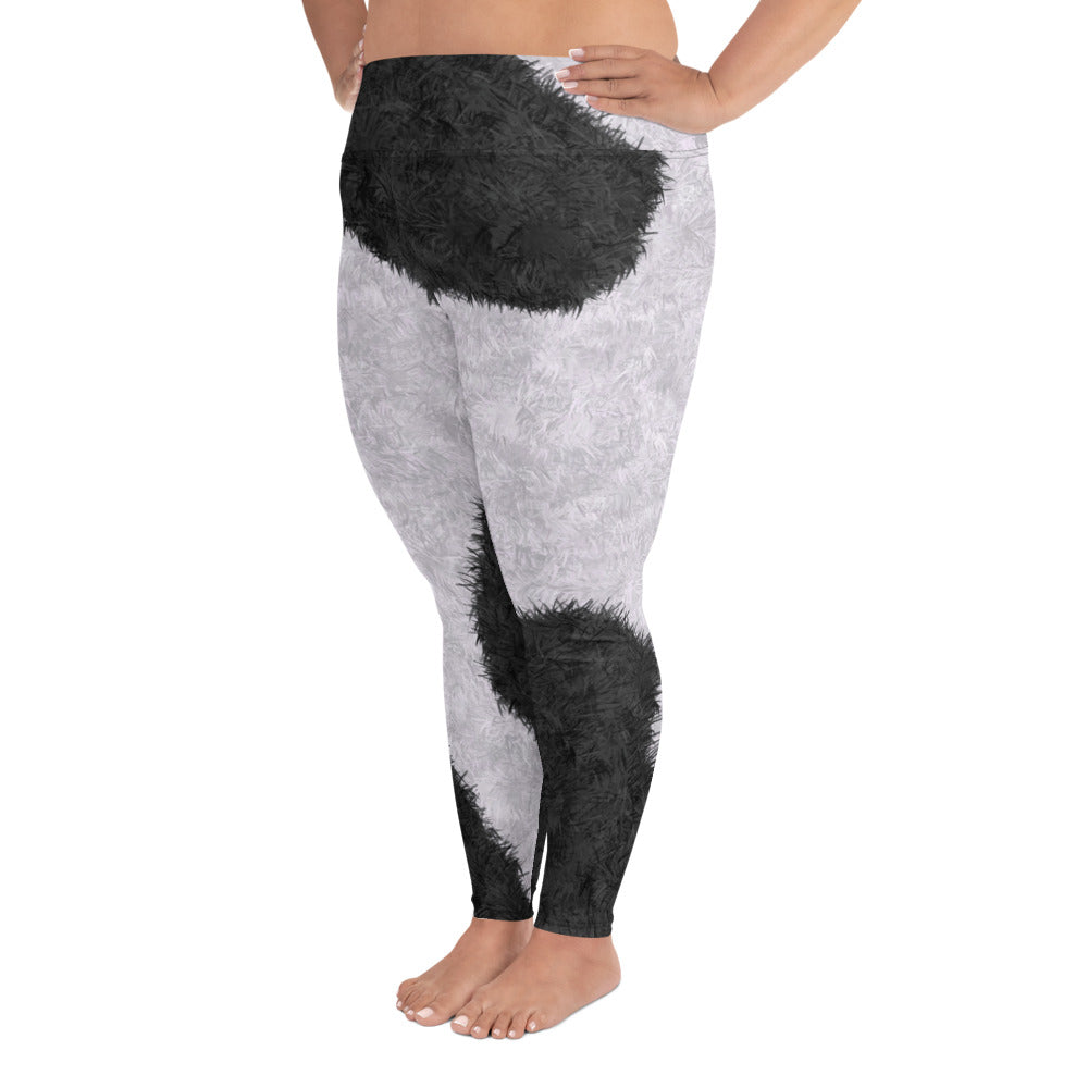 Black Cat Fur Pattern Plus Size Leggings