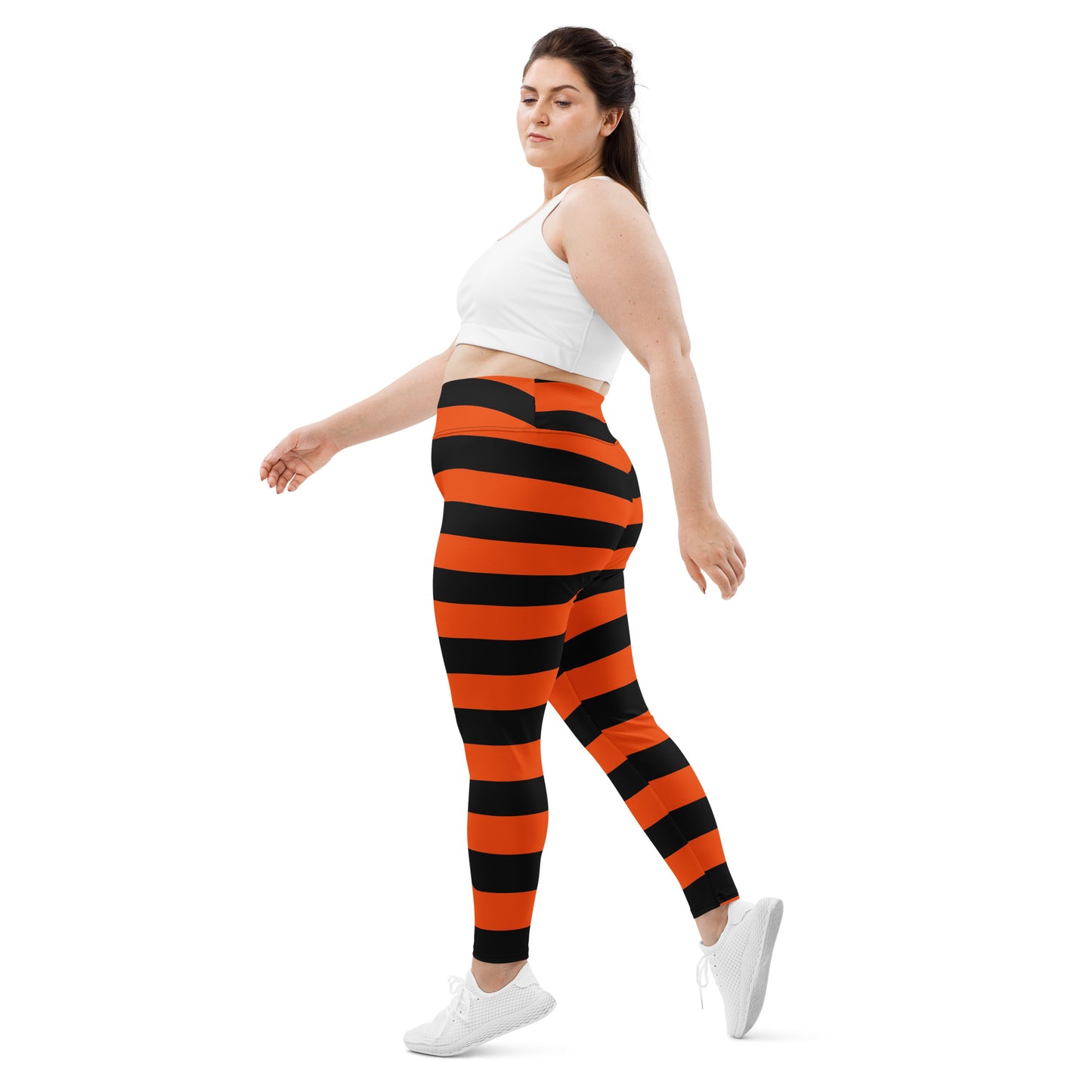 Witch's Orange and Black Stripe Plus Size Leggings