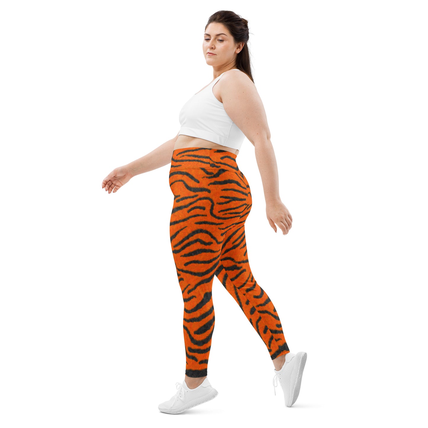 Fuzzy Tiger Stripe Print Plus Size Leggings