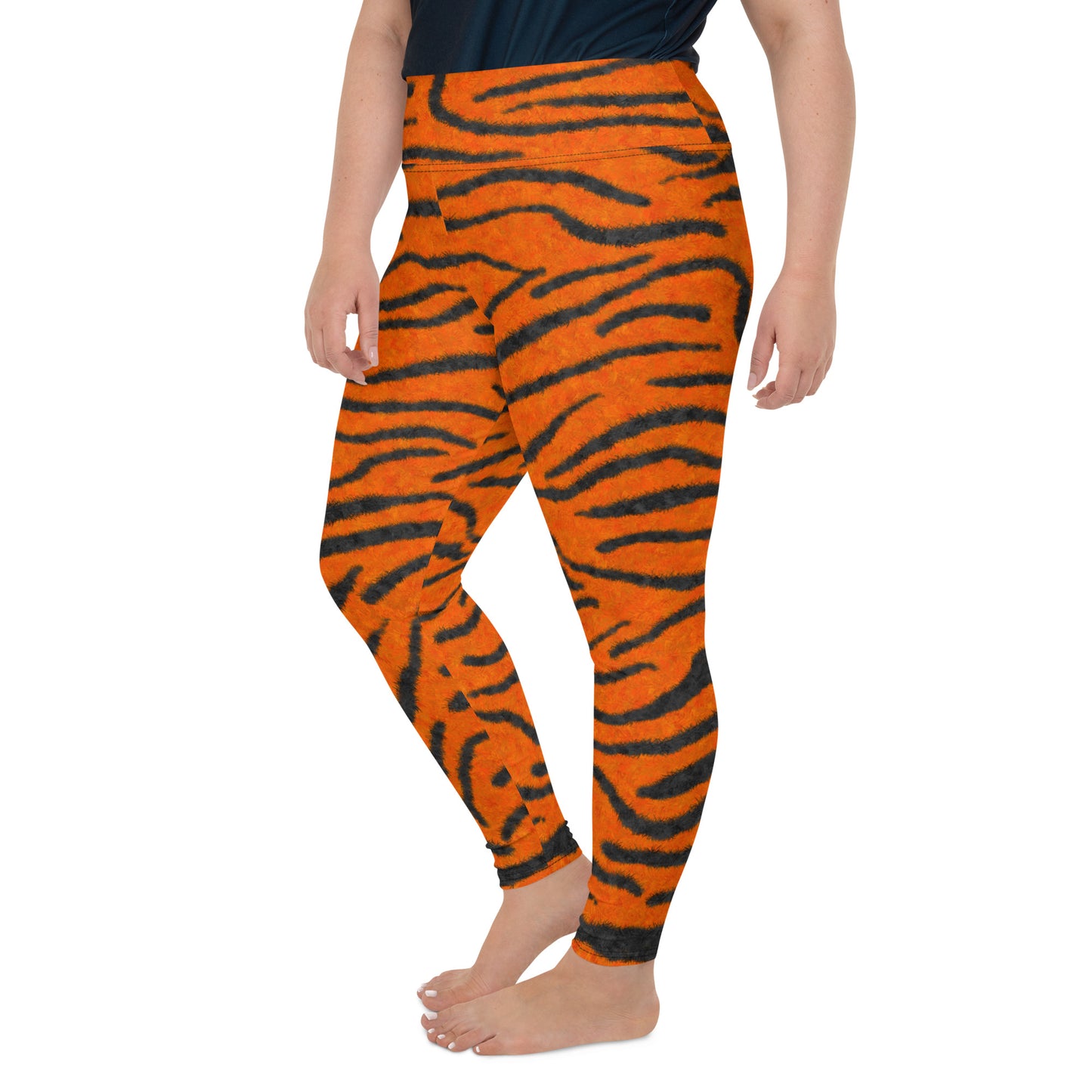 Fuzzy Tiger Stripe Print Plus Size Leggings