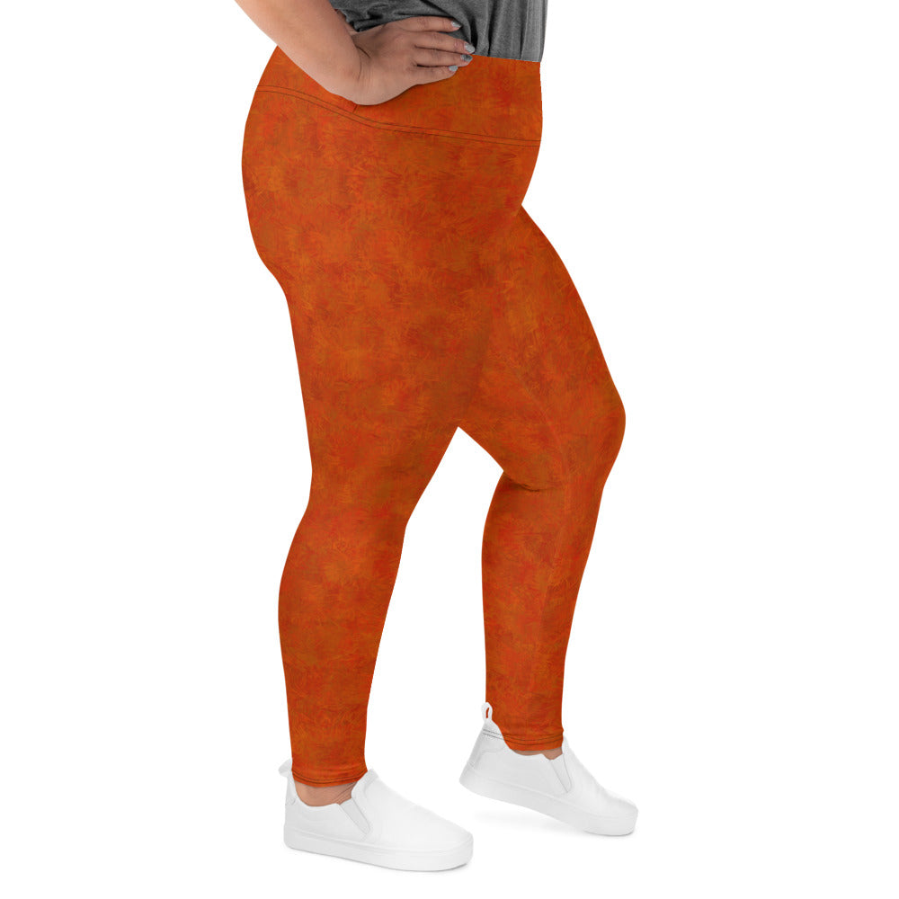 Orange Cat Fur Print Plus Size Leggings