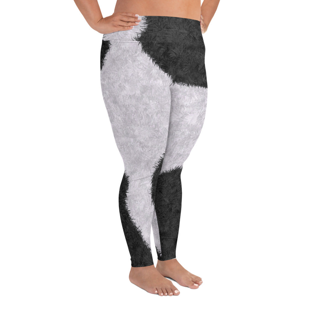 Black Cat Fur Pattern Plus Size Leggings