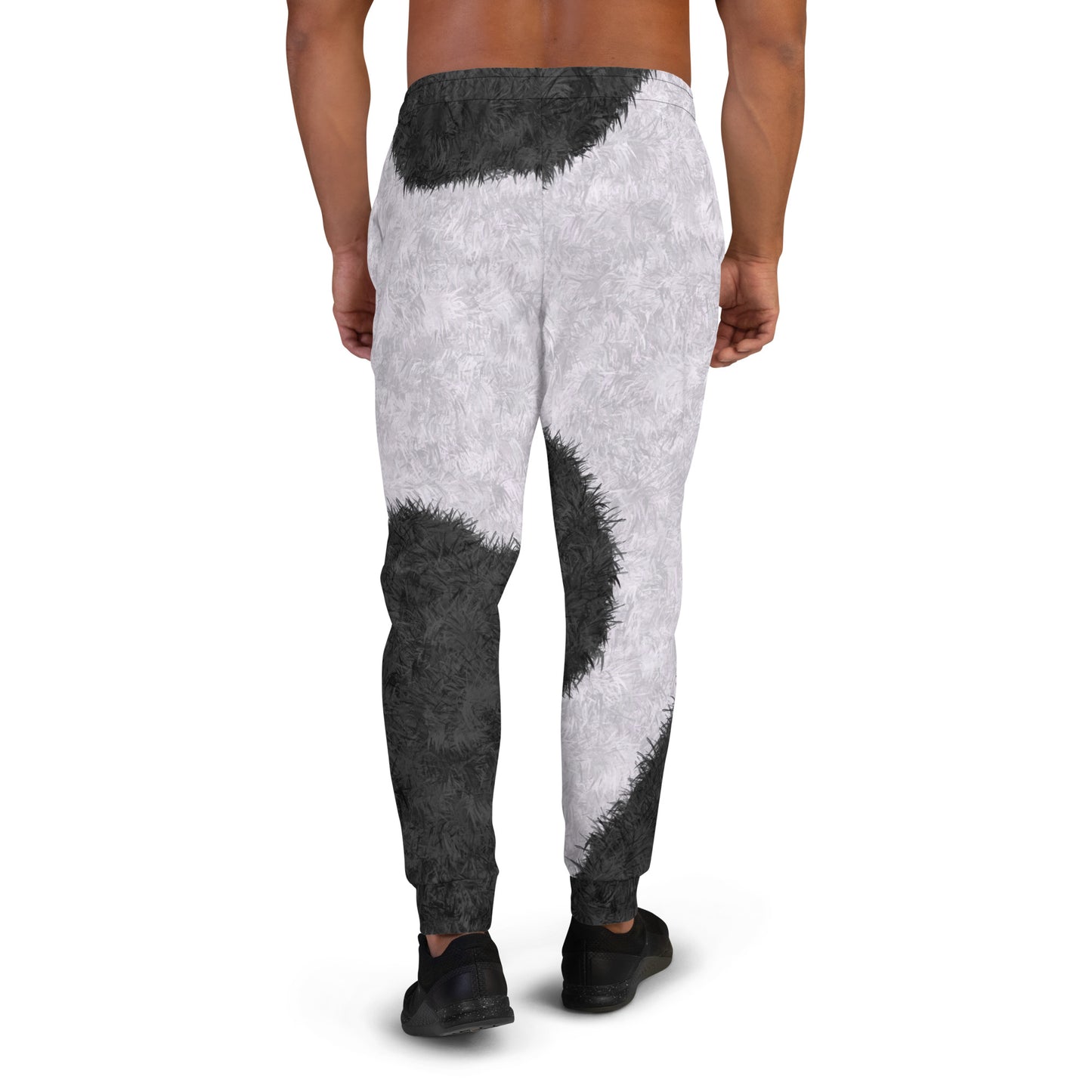 Black and White Fur Print Men's Slim Fit Joggers