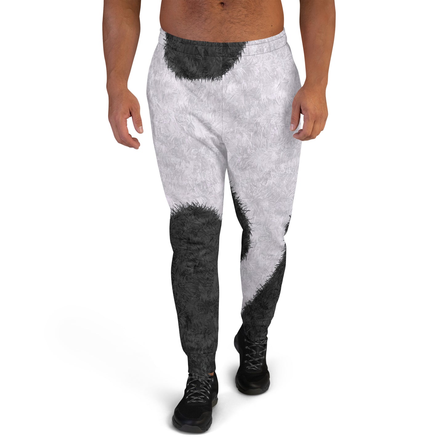 Black and White Fur Print Men's Slim Fit Joggers