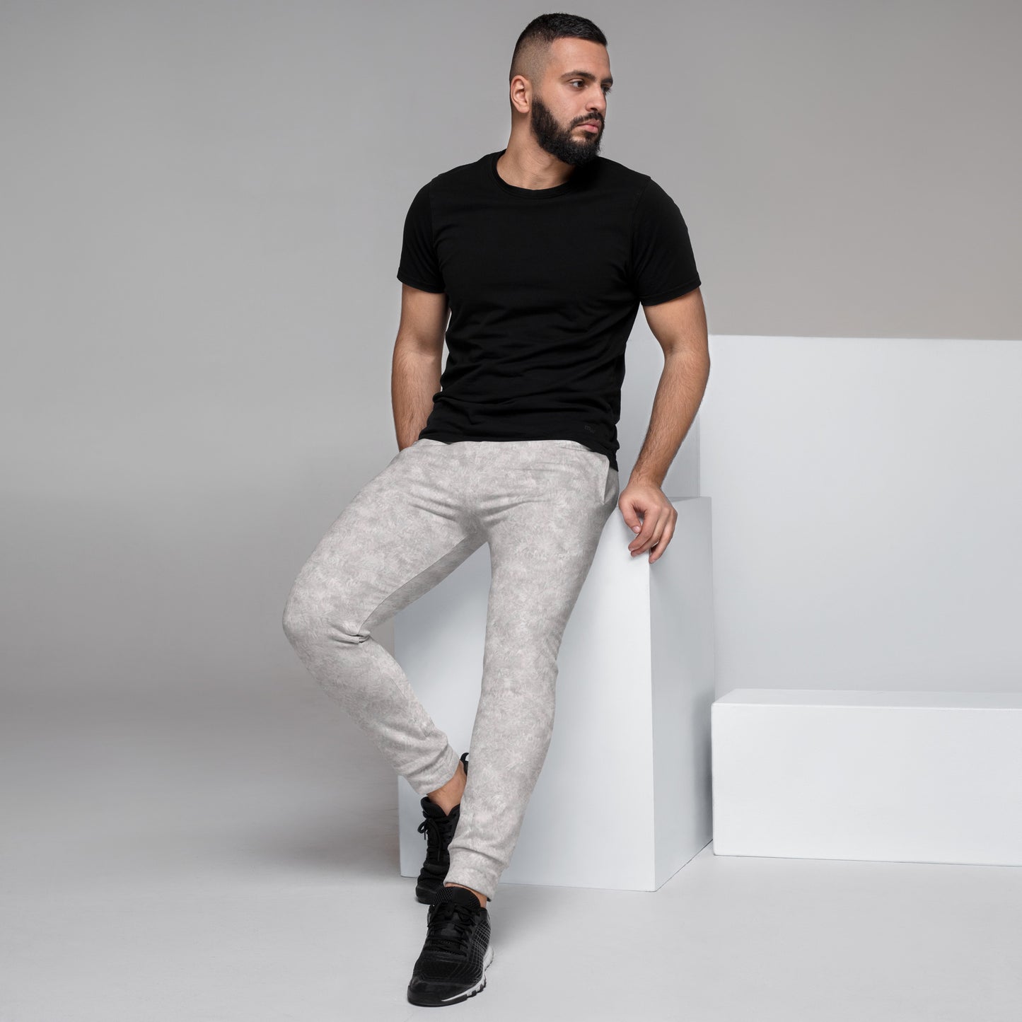 White Fur Print Men's Slim Fit Joggers