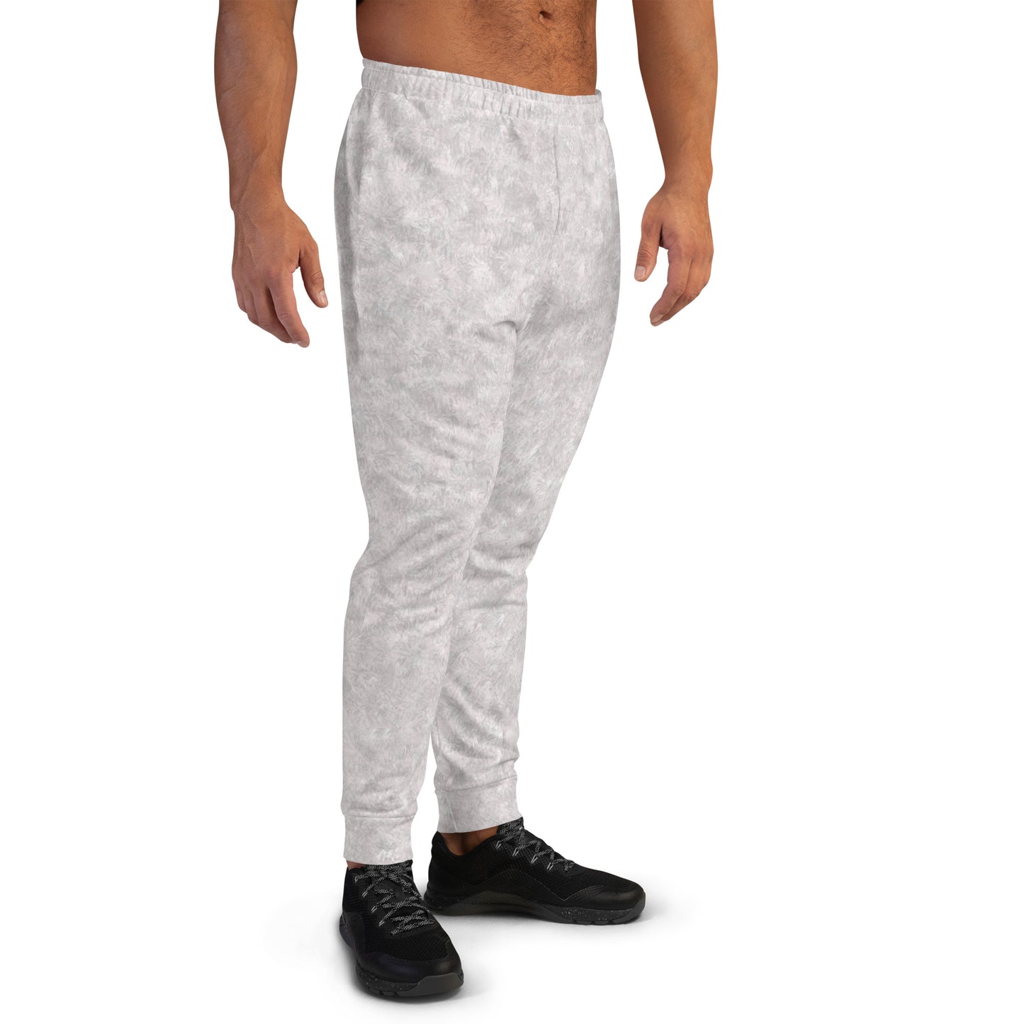 White Fur Print Men's Slim Fit Joggers