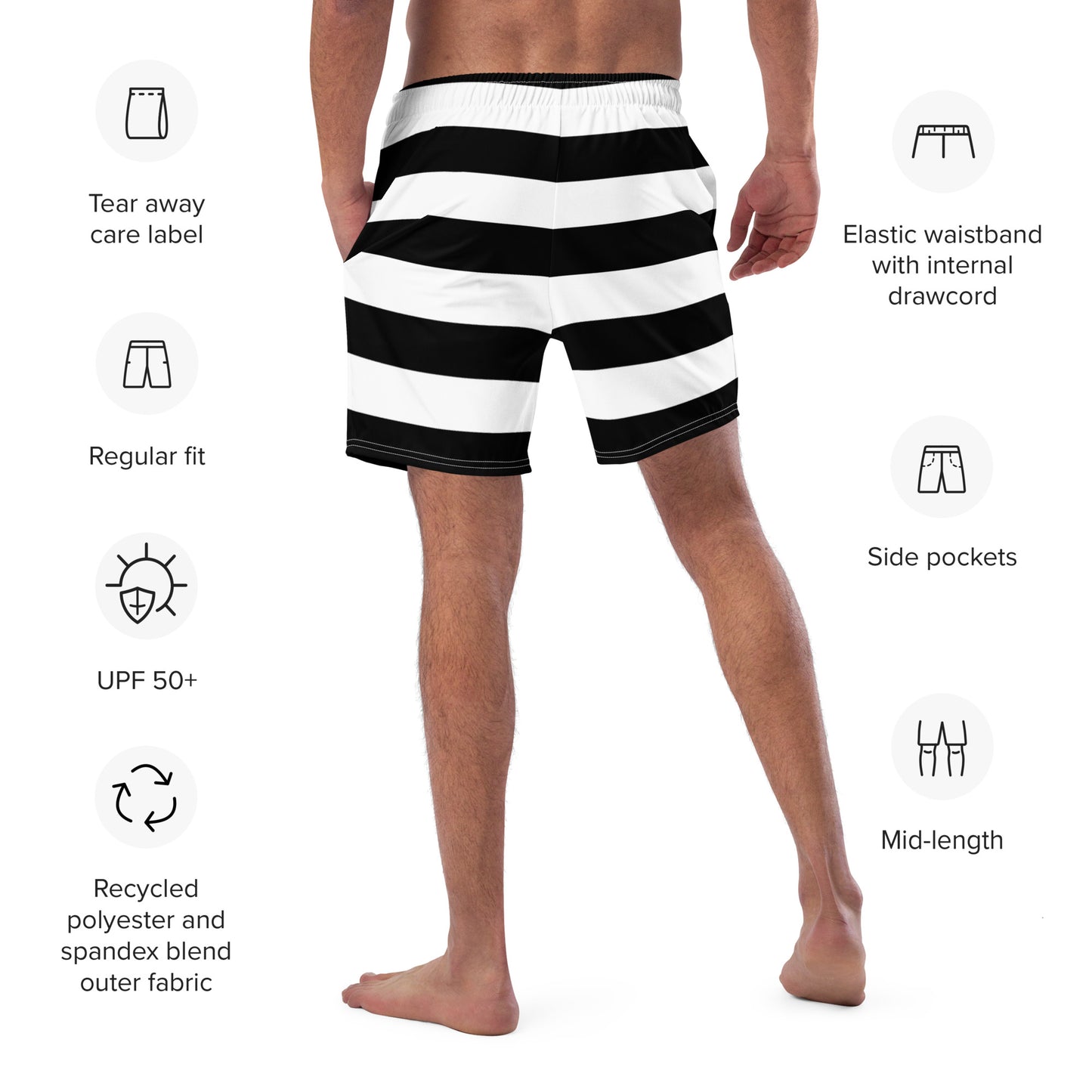 Prison Stripe Old Fashioned Recycled Swim Trunks