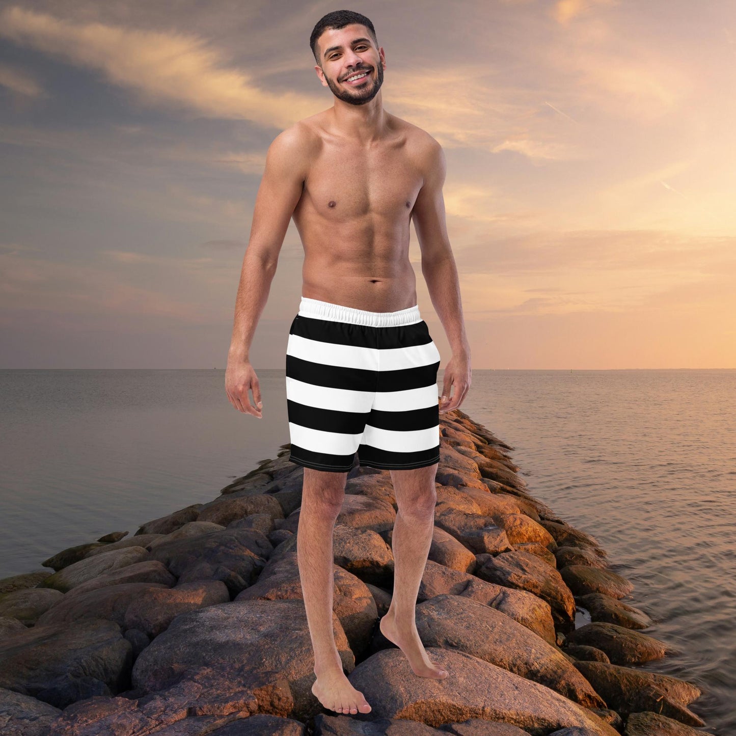 Prison Stripe Old Fashioned Recycled Swim Trunks