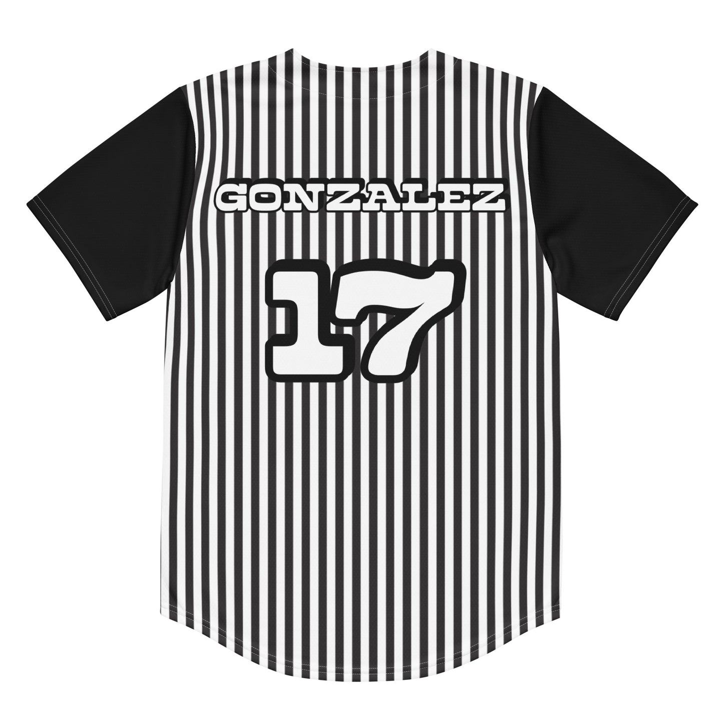 Black and White Stripe Recycled Baseball Jersey