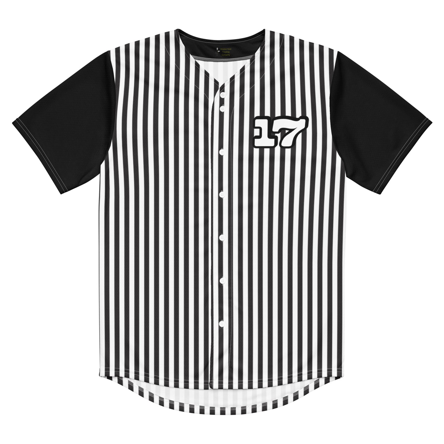 Black and White Stripe Recycled Baseball Jersey