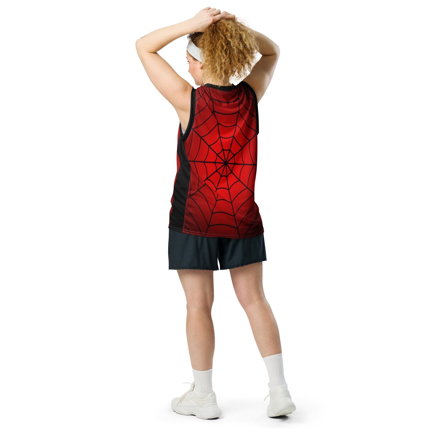 Crimson Spider Web Recycled Unisex Basketball Jersey