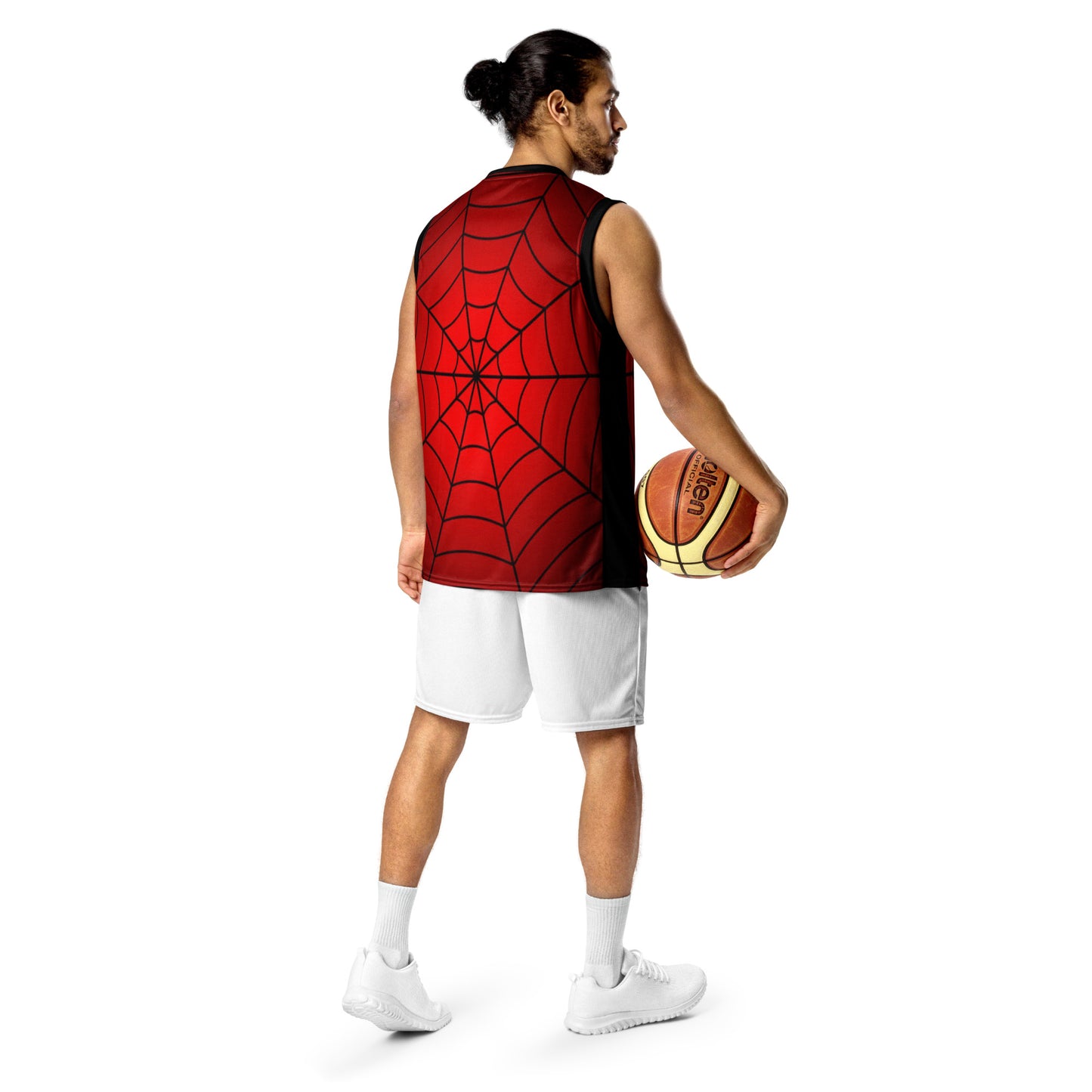 Crimson Spider Web Recycled Unisex Basketball Jersey