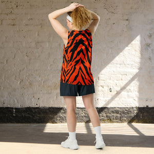 Bengal Tiger Stripe Recycled Unisex Basketball Jersey