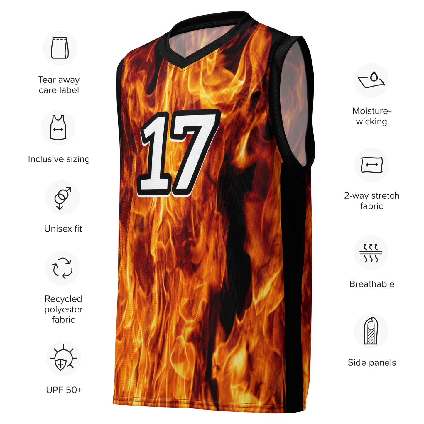 Flames Recycled Unisex Basketball Jersey