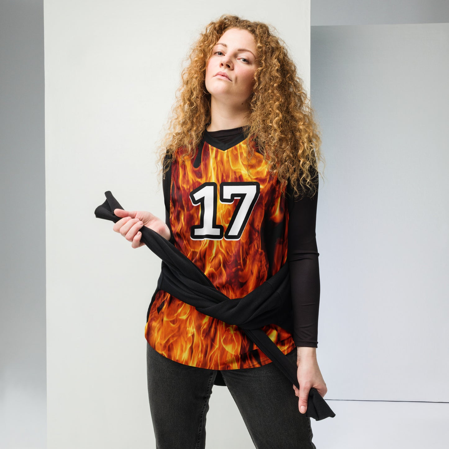 Flames Recycled Unisex Basketball Jersey