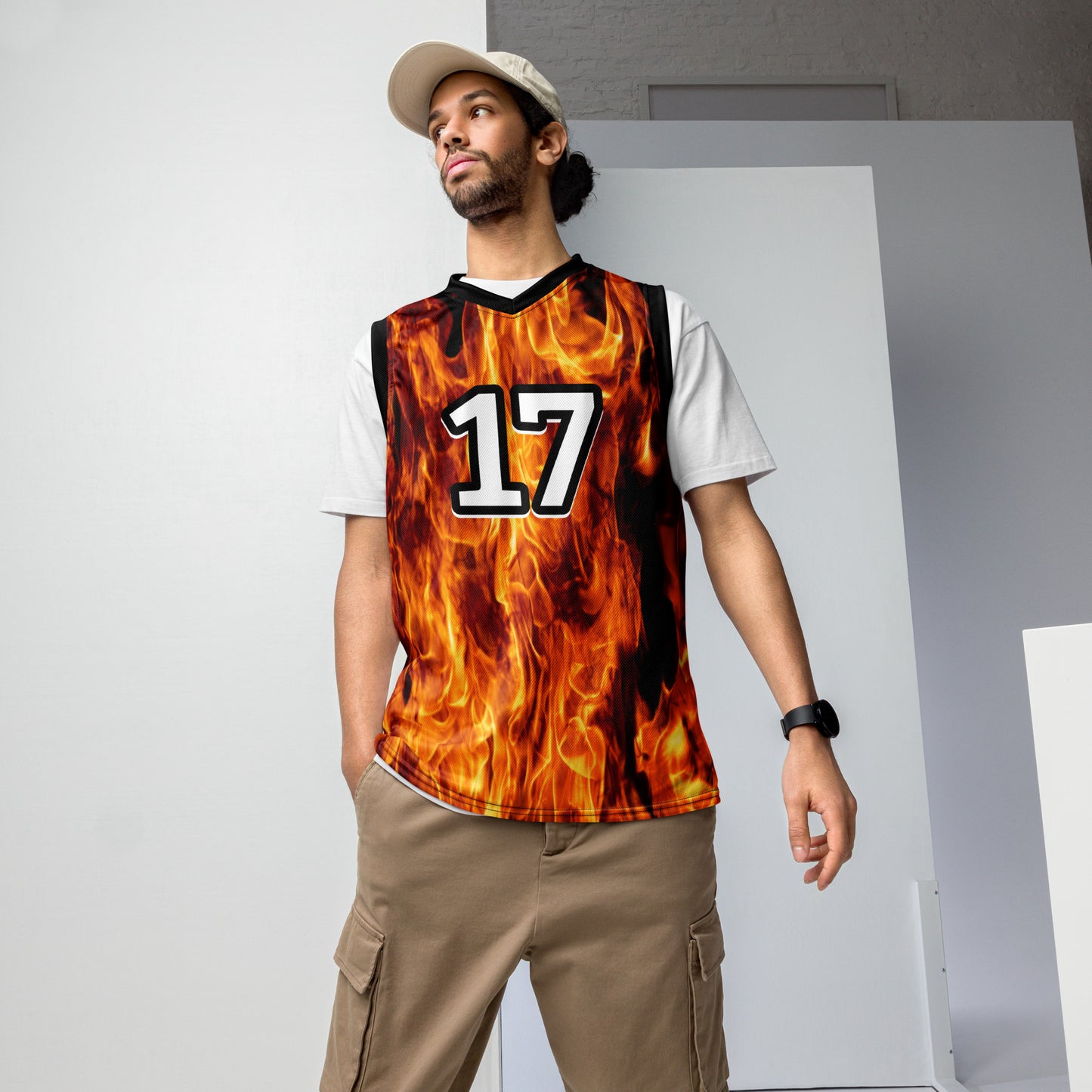 Flames Recycled Unisex Basketball Jersey