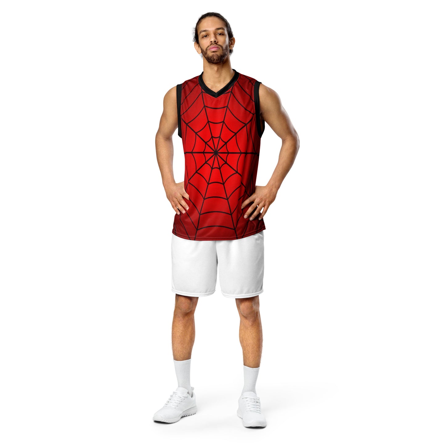 Crimson Spider Web Recycled Unisex Basketball Jersey