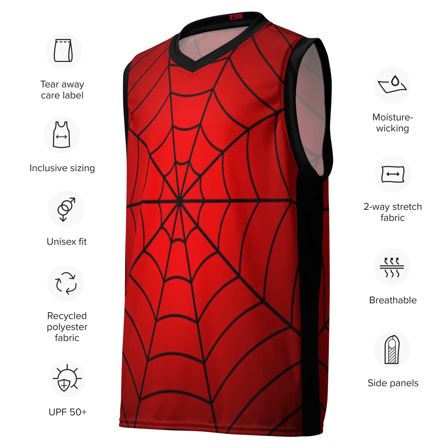 Crimson Spider Web Recycled Unisex Basketball Jersey