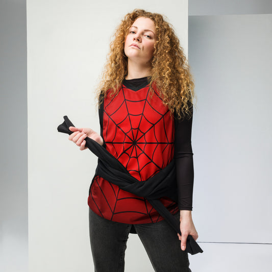 Crimson Spider Web Recycled Unisex Basketball Jersey