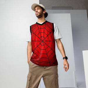 Crimson Spider Web Recycled Unisex Basketball Jersey