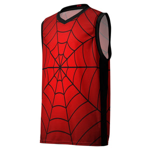 Crimson Spider Web Recycled Unisex Basketball Jersey