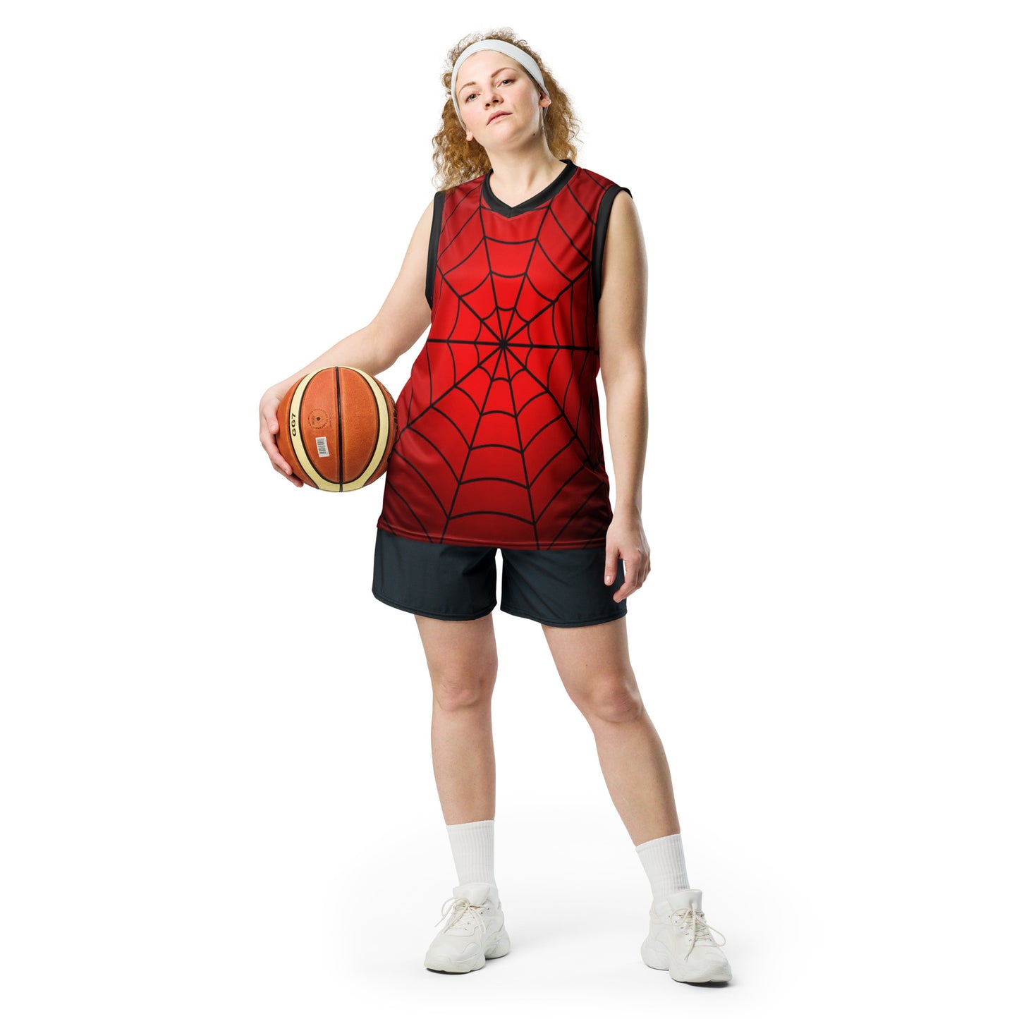 Crimson Spider Web Recycled Unisex Basketball Jersey