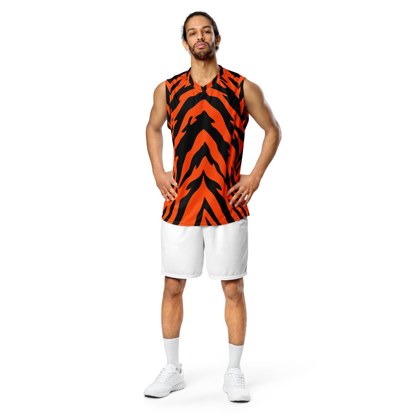 Bengal Tiger Stripe Recycled Unisex Basketball Jersey