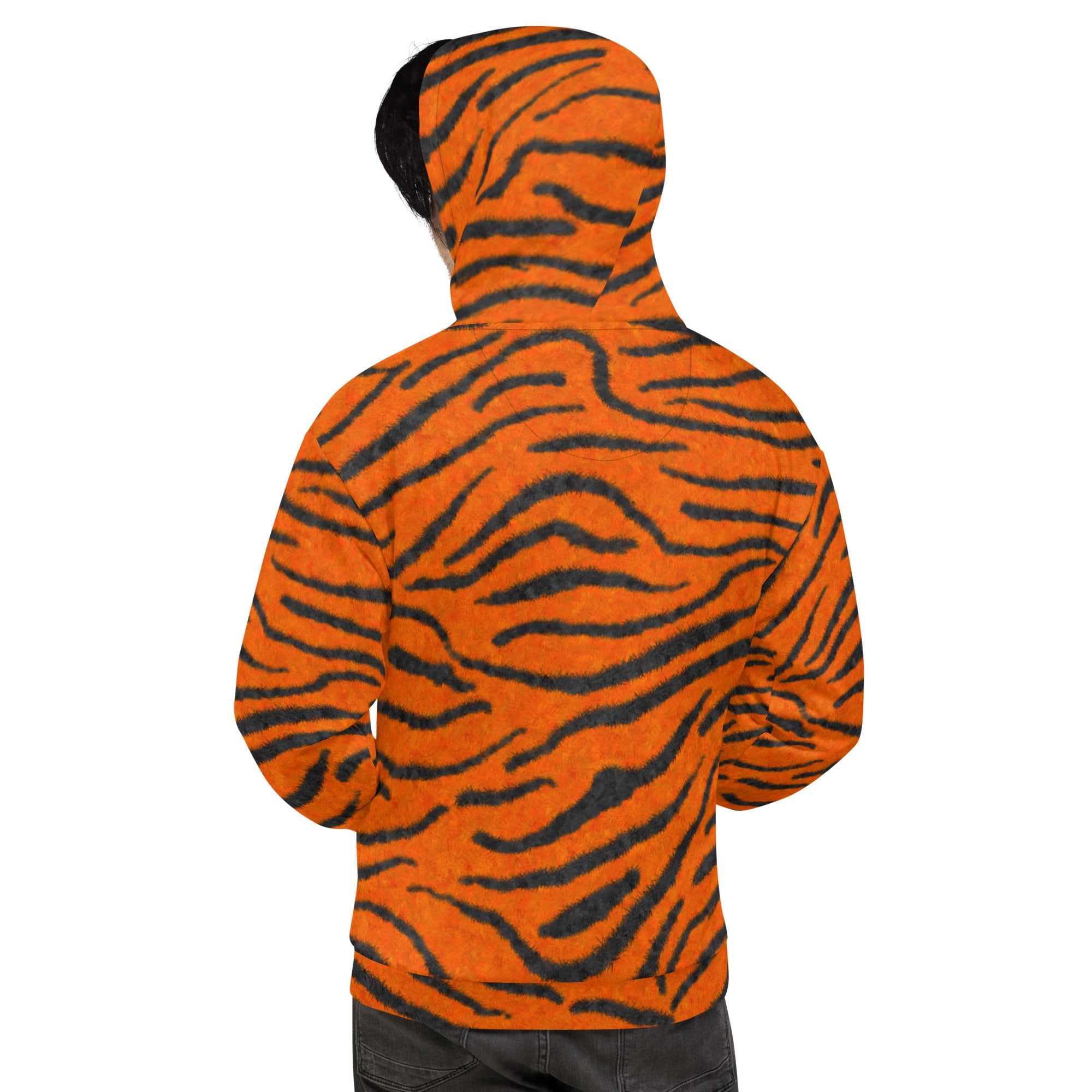 Fuzzy Tiger Stripe Print Unisex Hoodie