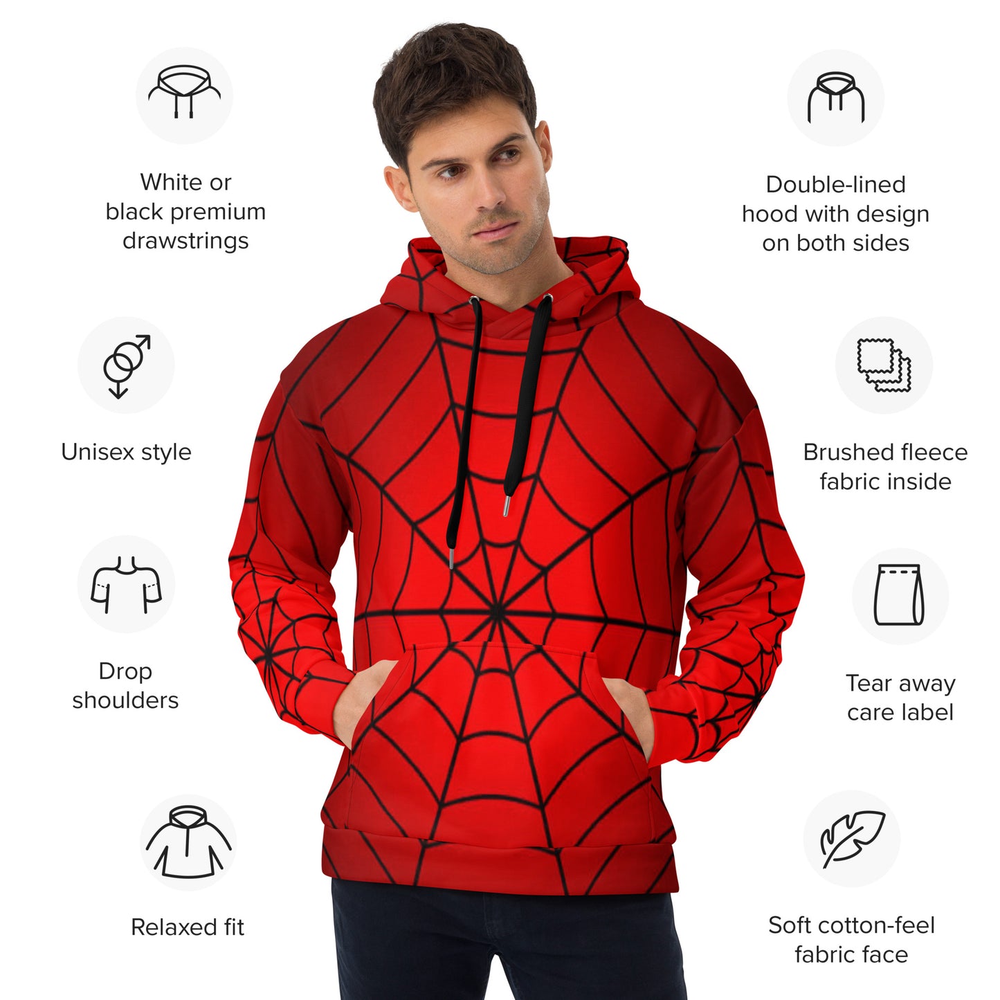 Crimson Spider Web Unisex Hoodie