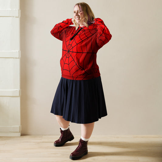 Crimson Spider Web Unisex Hoodie