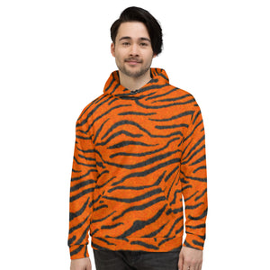 Fuzzy Tiger Stripe Print Unisex Hoodie