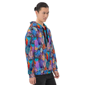 Colorful Feathers Print Unisex Hoodie