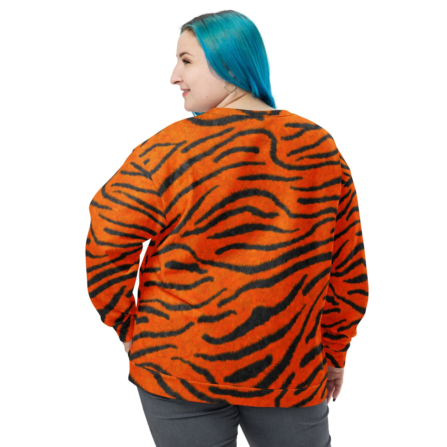 Fuzzy Tiger Stripe Print Unisex Sweatshirt