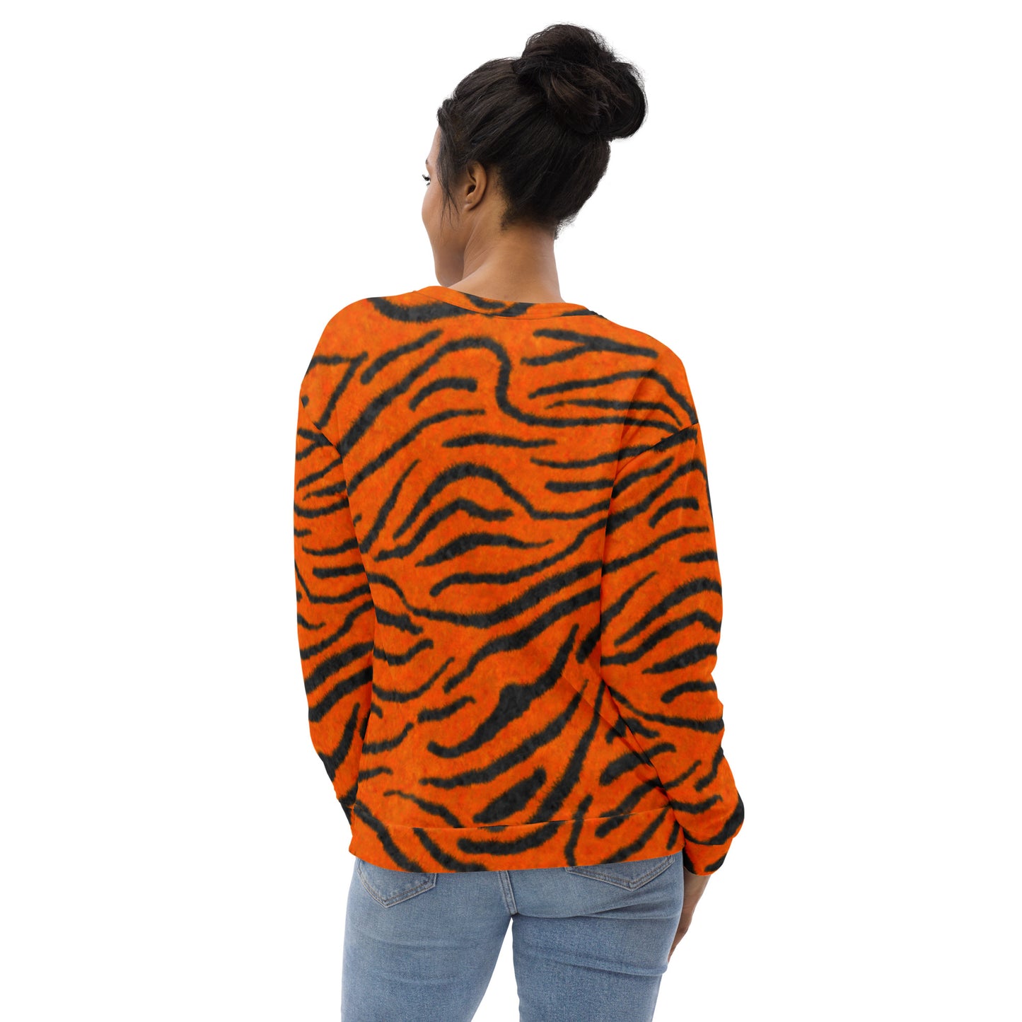 Fuzzy Tiger Stripe Print Unisex Sweatshirt