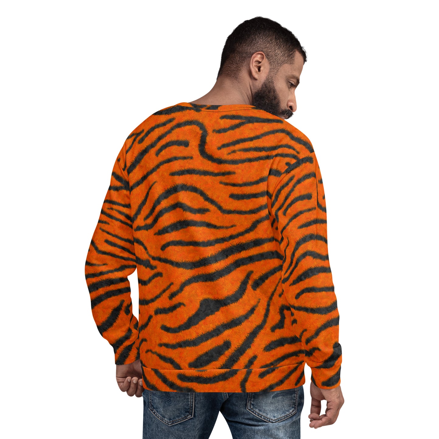 Fuzzy Tiger Stripe Print Unisex Sweatshirt