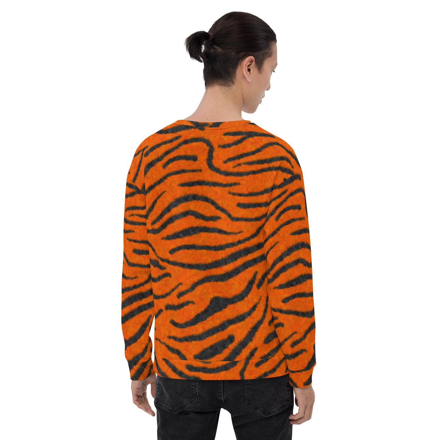 Fuzzy Tiger Stripe Print Unisex Sweatshirt