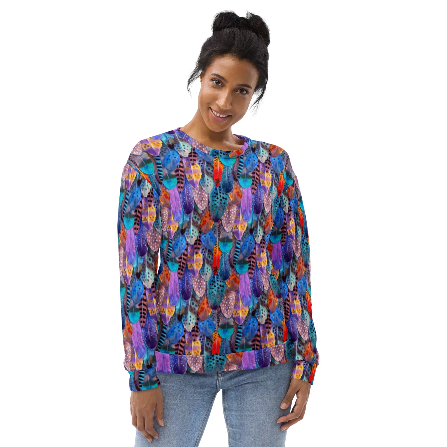 Colorful Feathers Print Unisex Sweatshirt