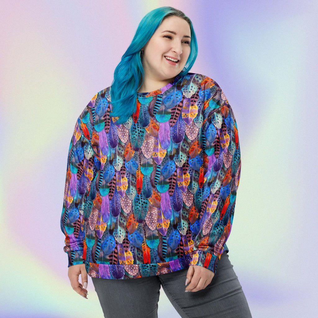 Colorful Feathers Print Unisex Sweatshirt