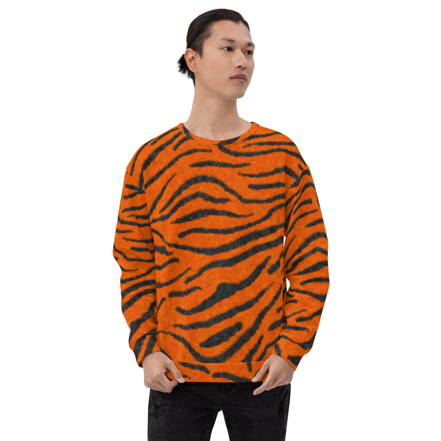 Fuzzy Tiger Stripe Print Unisex Sweatshirt