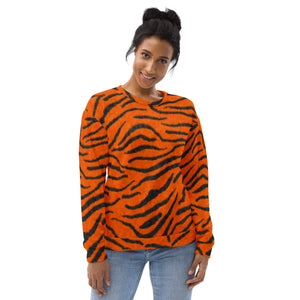 Fuzzy Tiger Stripe Print Unisex Sweatshirt