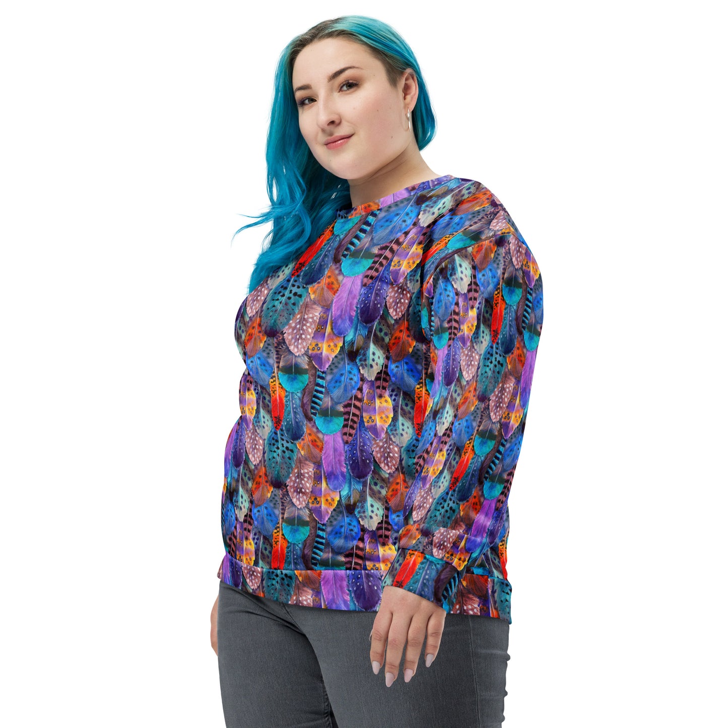 Colorful Feathers Print Unisex Sweatshirt